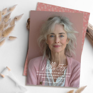 Hübsches Mauve Floral Botanisches Foto 65. Geburts Einladung