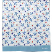 Hübsches Meeresfrüchtemuster mit dem Namen Blau Duschvorhang (Vorderseite)