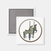 Hübsches Mergo Round Carousel Horse Magnet (Vorderseite/Rückseite)