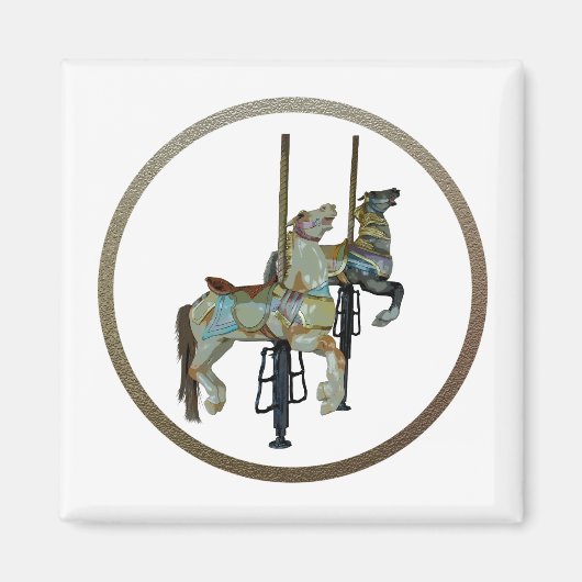 Hübsches Mergo Round Carousel Horse Magnet (Vorne)