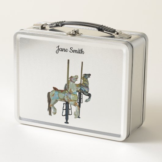 Hübsches Mergo Round Carousel Horses Lunch Box (Vorderseite)