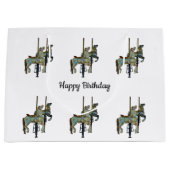 Hübsches Mergo Round Carousel Horses Muster Große Geschenktüte (Vorderseite)