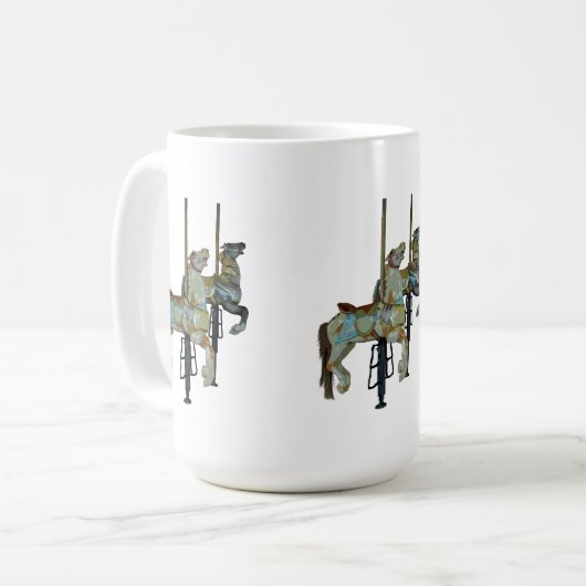 Hübsches Mergo Round Carousel Horses Muster Kaffeetasse (Vorderseite Links)