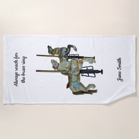 Hübsches Mergo Round Carousel Pferde Badetuch (Vorderseite)