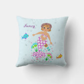 Hübsches Mermaid-Design Personalisiert Kissen (Rückseite)