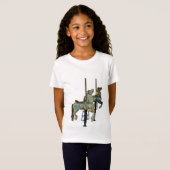 Hübsches Merry Go Round Carousel Horses Girl's T-Shirt (Vorne ganz)
