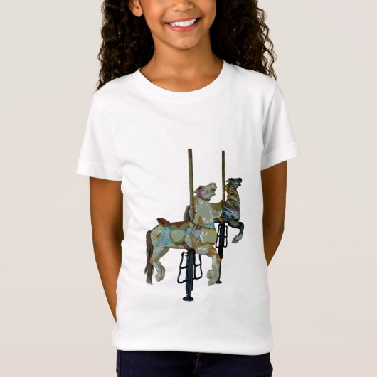 Hübsches Merry Go Round Carousel Horses Girl's T-Shirt (Vorderseite)