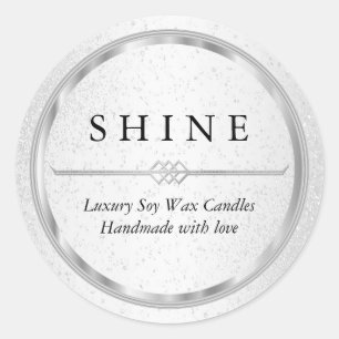 Hübsches metallisches Silber und Weiß Runder Aufkleber