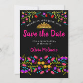 Hübsches mexikanisches Fiesta Floral Gold Tiara Bl Save The Date (Vorderseite)