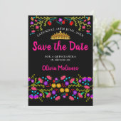 Hübsches mexikanisches Fiesta Floral Gold Tiara Bl Save The Date (Stehend Vorderseite)