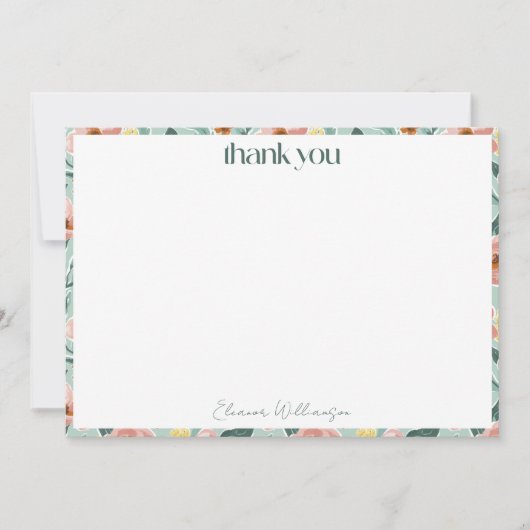 Hübsches Minze-Sage Rosa Blumenmuster benutzerdefi Dankeskarte (Vorderseite)