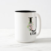 Hübsches mit Monogramm Blumenalphabet U Zweifarbige Tasse (VorderseiteRechts)