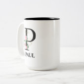 Hübsches mit Monogramm P-Buchstaben-Alphabet Zweifarbige Tasse (Vorderseite Links)