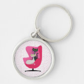 Hübsches Mittelalter Katzen Button Stuhl Polka Dot Schlüsselanhänger (Vorne)