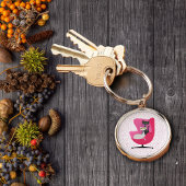 Hübsches Mittelalter Katzen Button Stuhl Polka Dot Schlüsselanhänger