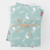 Hübsches modernes Blue Winter Trio Geschenkpapier Set (Beispiel)