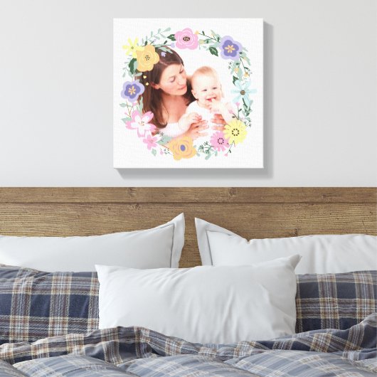 Hübsches modernes Blume-Kränz-Foto Leinwanddruck (Insitu (Schlafzimmer))