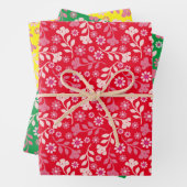 Hübsches modernes Blume- und Weintrio Geschenkpapier Set (Beispiel)