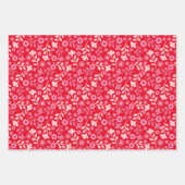 Hübsches modernes Blume- und Weintrio Geschenkpapier Set (Vorderseite)