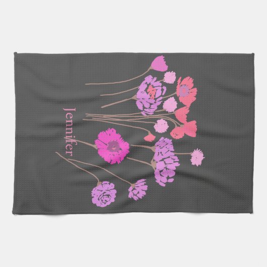 Hübsches, modernes Blumengrau Geschirrtuch (Horizontal)