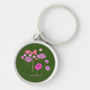 Hübsches, modernes Blumenolive Schlüsselanhänger