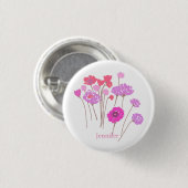 Hübsches, modernes Blumenweiß Button (Vorne & Hinten)