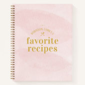 Hübsches modernes Blush Wasserfarbe Leere Rezept Notizblock (Vorderseite)