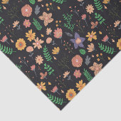 Hübsches modernes dunkles Blumenmuster Seidenpapier (Ausschnitt)