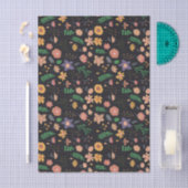 Hübsches modernes dunkles Blumenmuster Seidenpapier (Handwerk)