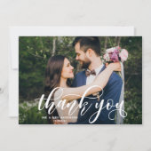 Hübsches modernes kalligrafisches Hochzeitssemble Dankeskarte (Vorderseite)