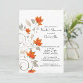 Hübsches modernes Orangenblumen Brautparty Einladung (Stehend Vorderseite)