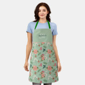 Hübsches modernes rosa Blumenmonogramm Schürze (Getragen)