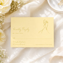 Hübsches modernes Skript Buttergelb Hochzeit RSVP