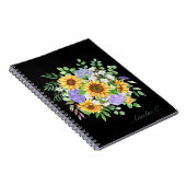 Hübsches, modernes Sonnenblumen-Bouquet-Black-Note Notizblock (Rechte Seite)