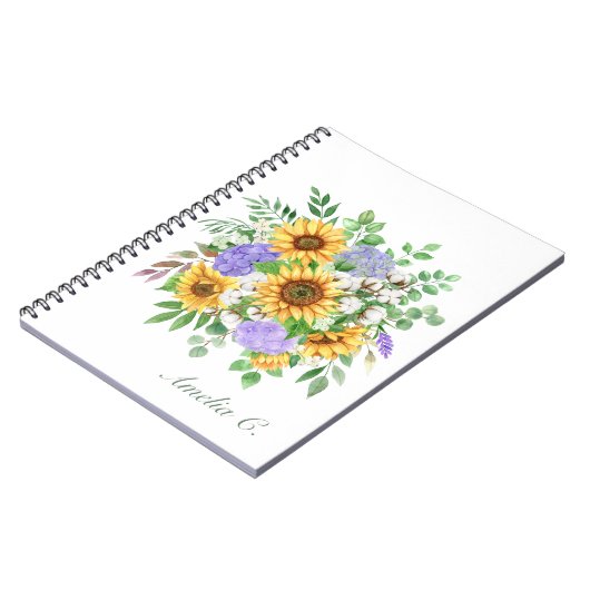 Hübsches modernes Sonnenblumengeschirr Notizblock (Linke Seite)