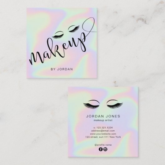 Hübsches, modernes und stilvolles holografisches M Quadratische Visitenkarte (Vorne/Hinten)