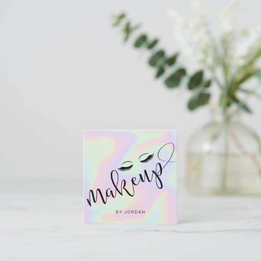 Hübsches, modernes und stilvolles holografisches M Quadratische Visitenkarte (Stehend Vorderseite)