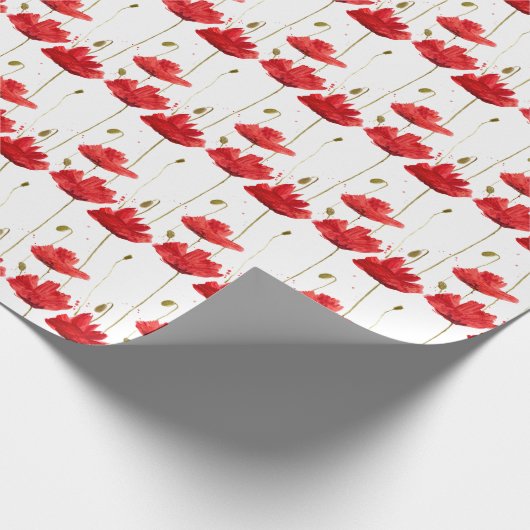 Hübsches Mohnblütenmuster Geschenkpapier (Ecke)