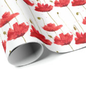 Hübsches Mohnblütenmuster Geschenkpapier (Rolleneckpunkt)