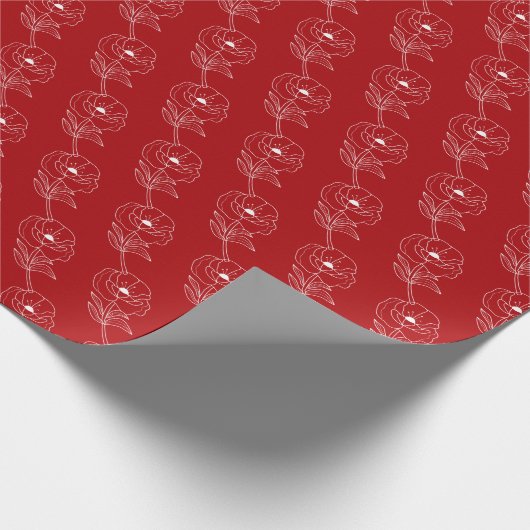 Hübsches Mohnblütenmuster Geschenkpapier (Ecke)