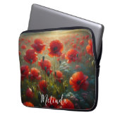 Hübsches Mohnfeld am Sommertag Laptopschutzhülle (Vorderseite Links)