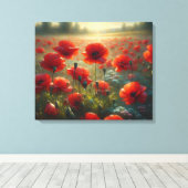 Hübsches Mohnfeld am Sommertag Leinwanddruck (Insitu (Holzboden))