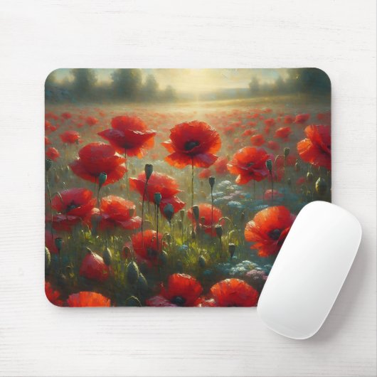 Hübsches Mohnfeld am Sommertag Mousepad (Mit Mouse)