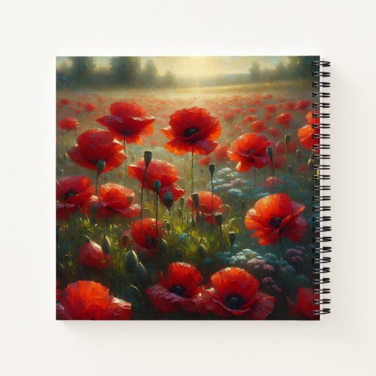 Hübsches Mohnfeld am Sommertag Notizblock (Rückseite)