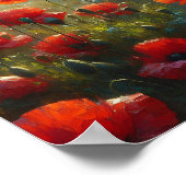 Hübsches Mohnfeld am Sommertag Poster (Ecke)