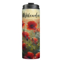 Hübsches Mohnfeld am Sommertag Thermosbecher