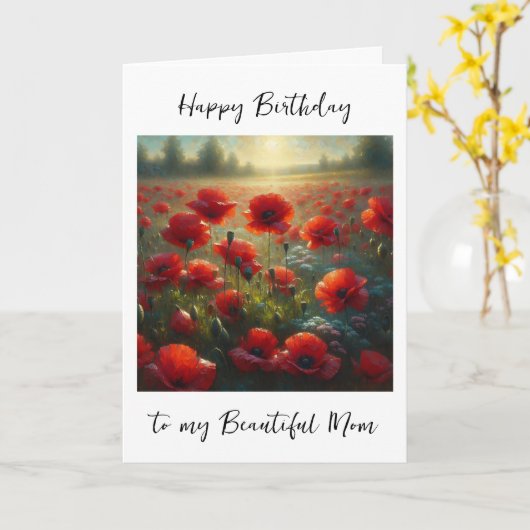 Hübsches Mohnfeld | Geburtstag der Mama Karte (Gelbe Blume)