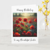 Hübsches Mohnfeld | Schwester Birthday Karte (Gelbe Blume)