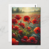 Hübsches Mohnfeld | Sprichwort Hi Postkarte (Vorne/Hinten)