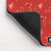 Hübsches Mohnmuster mit Monogramm Mousepad (Ecke)